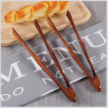 Load image into Gallery viewer, BalleenShiny Wood Food Tongs Barbecue Steak Tongs