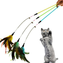 Load image into Gallery viewer, Funny Feather Spring Kitten Cat Toy Feather Rod Teaser Bell Bead
