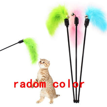 Load image into Gallery viewer, Funny Feather Spring Kitten Cat Toy Feather Rod Teaser Bell Bead
