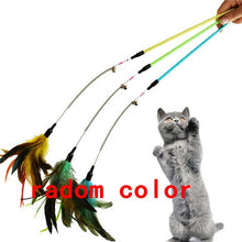 Load image into Gallery viewer, Funny Feather Spring Kitten Cat Toy Feather Rod Teaser Bell Bead