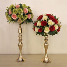 Load image into Gallery viewer, Gold Candle Holders Metal Candlestick Flower Vase