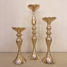 Load image into Gallery viewer, Gold Candle Holders Metal Candlestick Flower Vase