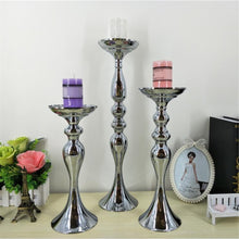 Load image into Gallery viewer, Gold Candle Holders Metal Candlestick Flower Vase