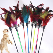Load image into Gallery viewer, Cat Stick Feather With Small Bell Natural Like Birds