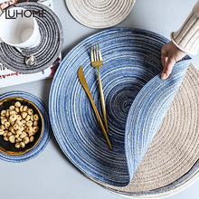 Load image into Gallery viewer, Round Design Table Ramie Insulation Pad Solid Placemats Linen Non Slip