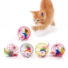 Load image into Gallery viewer, Cat Interactive Toy Stick Feather Wand With Small Bell Mouse Cage Toys