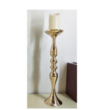Load image into Gallery viewer, Gold Candle Holders Metal Candlestick Flower Vase